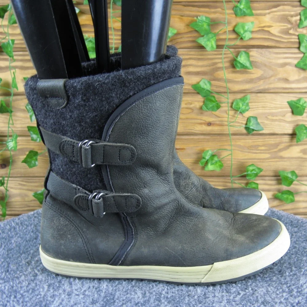 Helly Hansen Maria Women Brown Leather Mid-Calf Boots Size 8 Cozy Winter‎ Casual